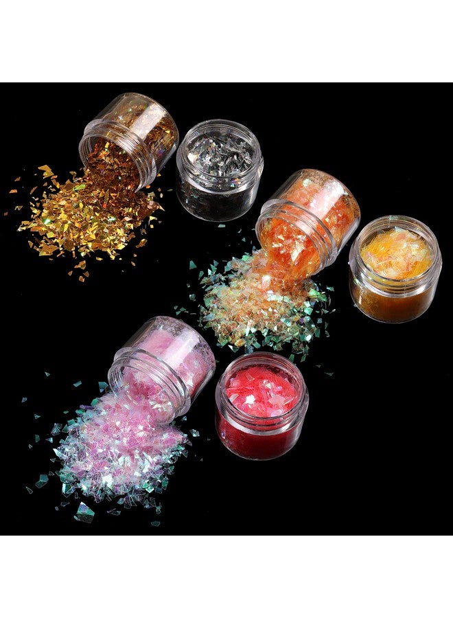 12 Colors Mermaid Nail Chunky Glitter Ultrathin Fluorescent Glass Paper Irregular Iridescent Sequin Flakes Glitters Sticker For Nails Art Decoration Hair Eyes Face Body Diy Craft