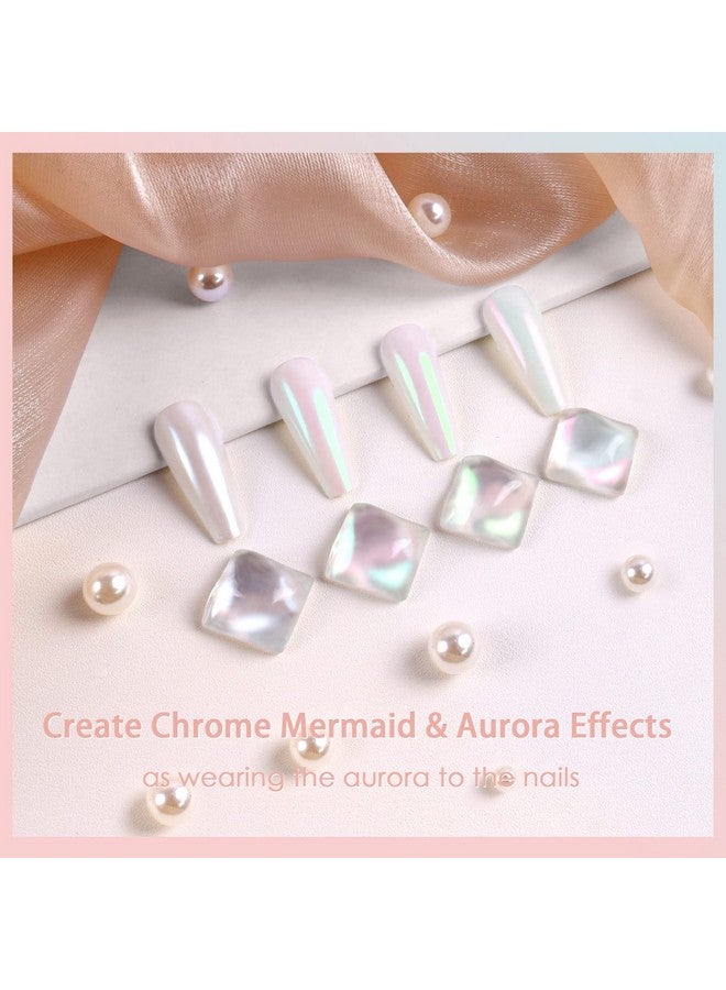 Chrome Nail Powder Metallic Mirror Effect Pigment Chrome Iridescent Aurora Nail Glitter Mermaid Pearl Glitter Dust Kit For Gel Polish Nail Art Decoration Resin Craft Violet Green Emerald