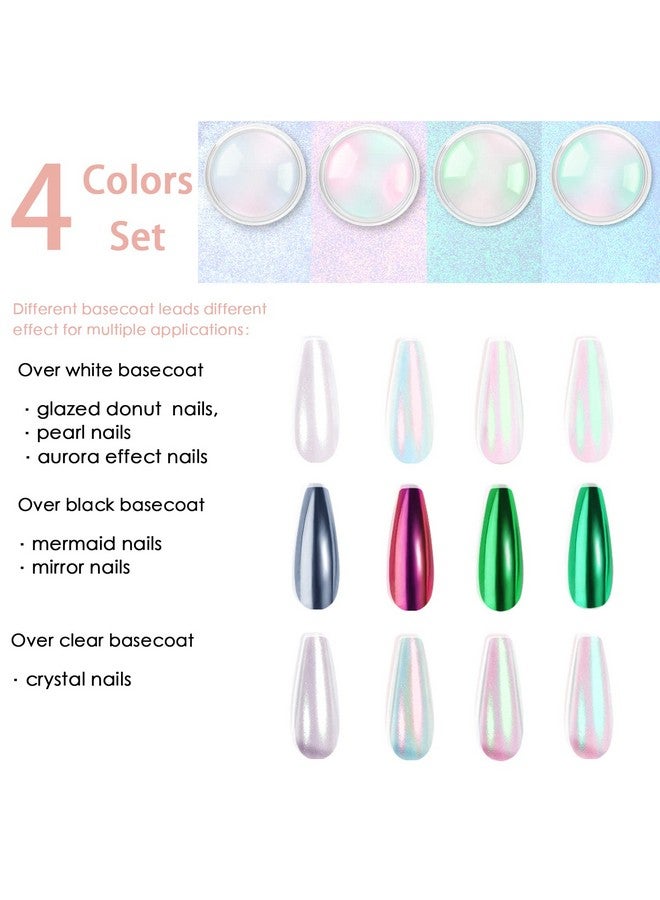 Chrome Nail Powder Metallic Mirror Effect Pigment Chrome Iridescent Aurora Nail Glitter Mermaid Pearl Glitter Dust Kit For Gel Polish Nail Art Decoration Resin Craft Violet Green Emerald