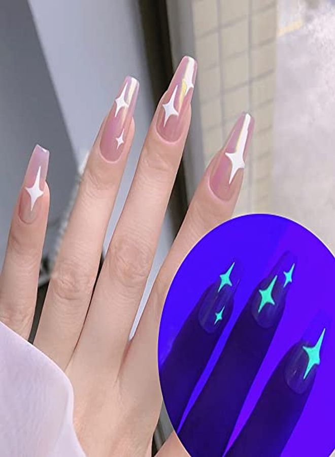 Luminous Nail Art Stickers, 6 Sheets Glow In The Dark 3D Nail Decals For Nail Art Butterfly Flowers Designer Stickers Self-Adhesive Nails Art