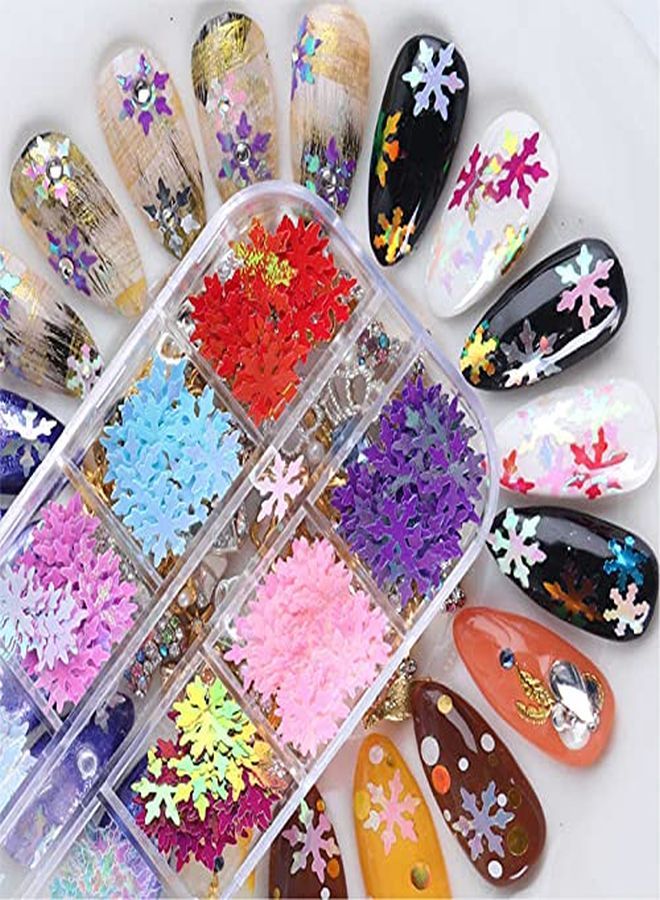 4 Boxes Christmas Snowflake Nail Sequins Glitter Holographic Laser Snowflakes Flake Nail Glitter Confetti Tree Sparkly Nail Sequin For Acrylic Nail Craft Decoration