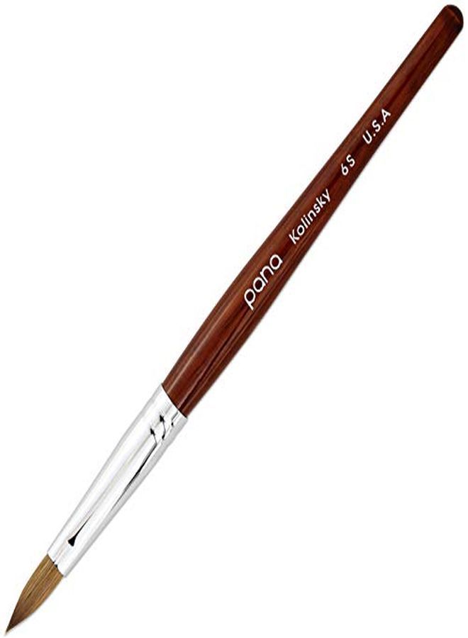 100% Pure Kolinsky Hair Bristles Acrylic Nail Brush Oval Crimped Shaped Mahogany Wood Handle Professional Salon Quality (Size 6 Mahogany)