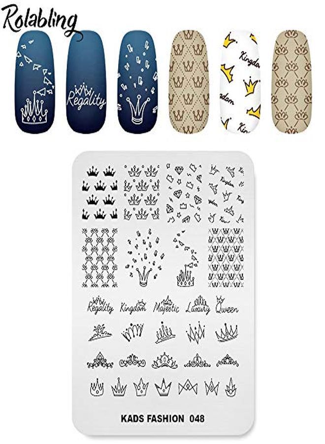 Ping Plate Fashion Crown Rich Luxury King Queen Theme MultiPattern Stamp Print Image Stamp Template Nail Art For Nail Design By Rolabling