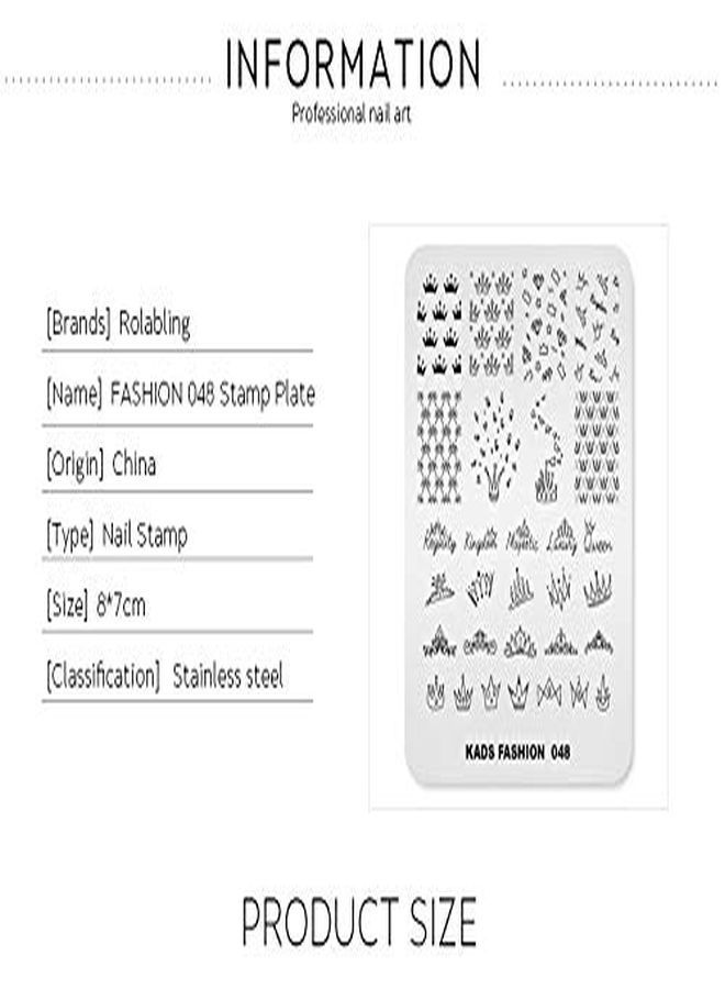 Ping Plate Fashion Crown Rich Luxury King Queen Theme MultiPattern Stamp Print Image Stamp Template Nail Art For Nail Design By Rolabling