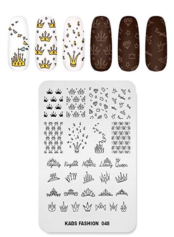 Ping Plate Fashion Crown Rich Luxury King Queen Theme MultiPattern Stamp Print Image Stamp Template Nail Art For Nail Design By Rolabling