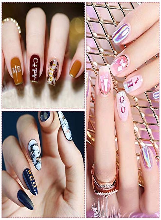 12 Sheets Letters Nail Stickers Alphabet Nail Stickers Holographic Small Tiny Letter Nail Stickers 3D Colors Laser Letter Selfadhesive Nail Decals For Nail Art Decor