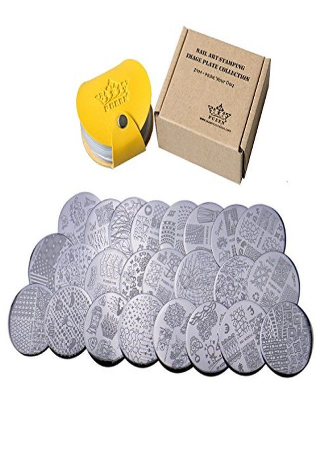 Nail Art Stamp Collection Set 24M  Make Your Day  Newest Unique Set Of 24 Nailart Polish Stamping Manicure Image Plates Accessories Kit (Totaling 144 Images) With Bonus Storage Casebh000510