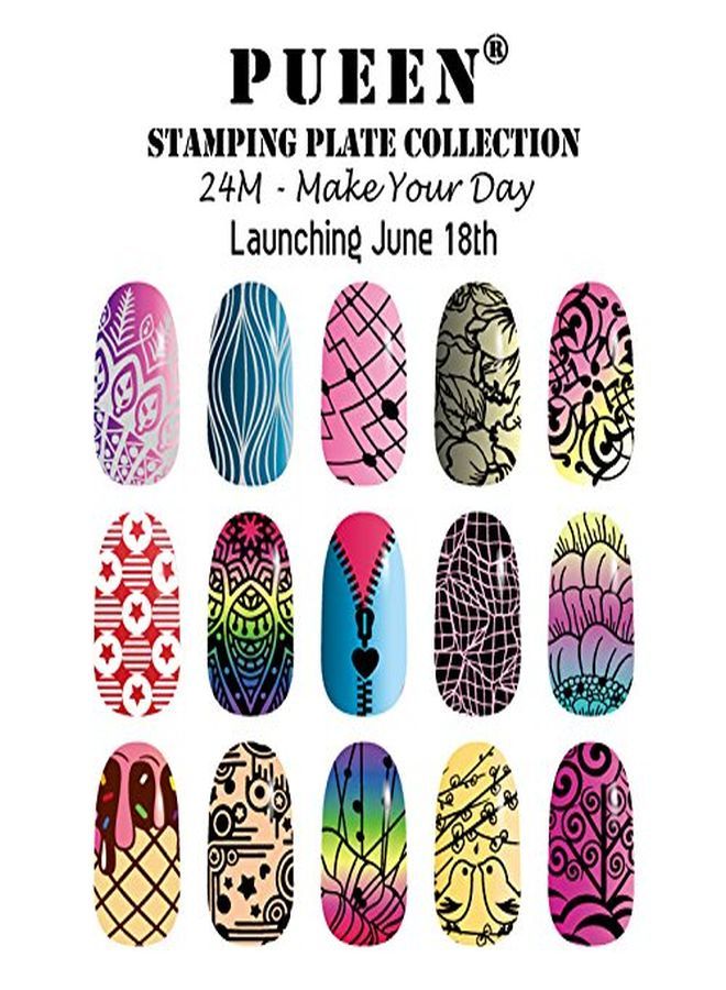 Nail Art Stamp Collection Set 24M  Make Your Day  Newest Unique Set Of 24 Nailart Polish Stamping Manicure Image Plates Accessories Kit (Totaling 144 Images) With Bonus Storage Casebh000510