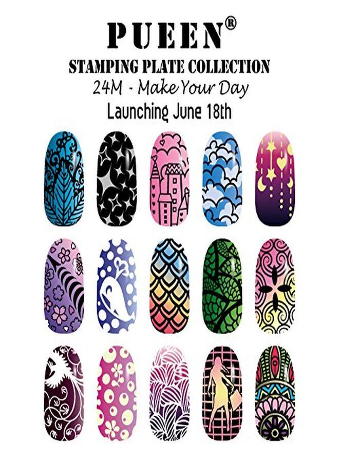 Nail Art Stamp Collection Set 24M  Make Your Day  Newest Unique Set Of 24 Nailart Polish Stamping Manicure Image Plates Accessories Kit (Totaling 144 Images) With Bonus Storage Casebh000510