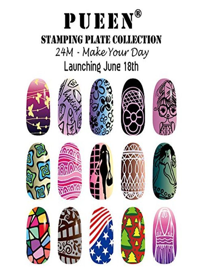 Nail Art Stamp Collection Set 24M  Make Your Day  Newest Unique Set Of 24 Nailart Polish Stamping Manicure Image Plates Accessories Kit (Totaling 144 Images) With Bonus Storage Casebh000510