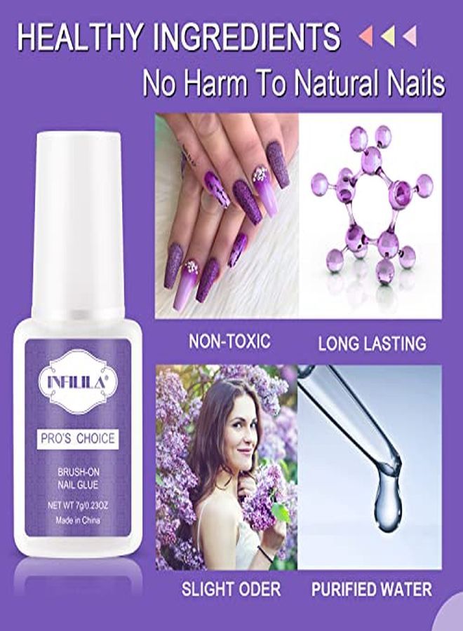 Il Glue For Acylic Nailsprofessional Brush On Nail Glueinfilila Nail Tip Gluenail Glue For Press On Nails Fasle Nails Fake Nails Tips Glue Adhesive Long Lasting 7Ml/023Oz