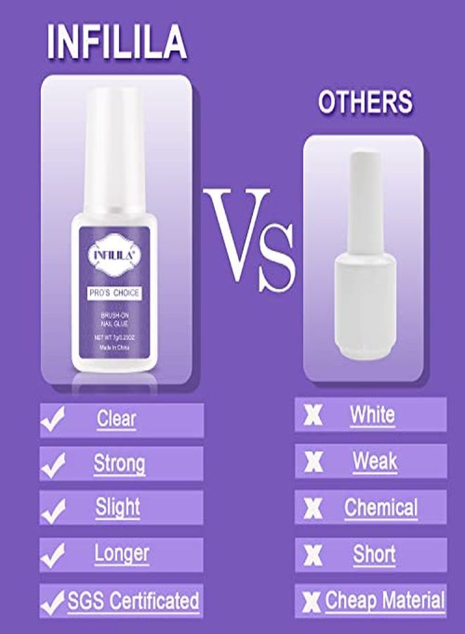 Il Glue For Acylic Nailsprofessional Brush On Nail Glueinfilila Nail Tip Gluenail Glue For Press On Nails Fasle Nails Fake Nails Tips Glue Adhesive Long Lasting 7Ml/023Oz