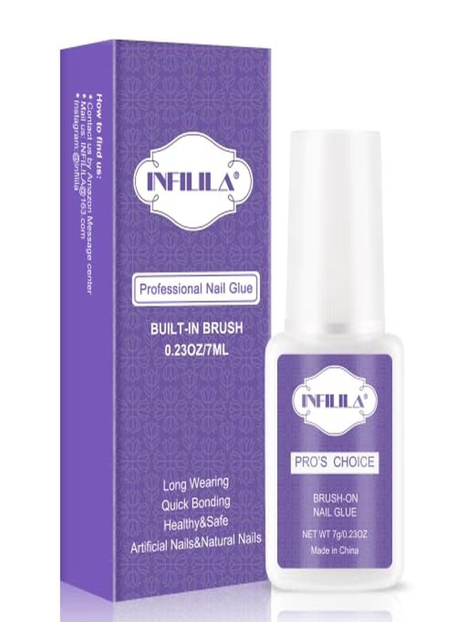 Il Glue For Acylic Nailsprofessional Brush On Nail Glueinfilila Nail Tip Gluenail Glue For Press On Nails Fasle Nails Fake Nails Tips Glue Adhesive Long Lasting 7Ml/023Oz