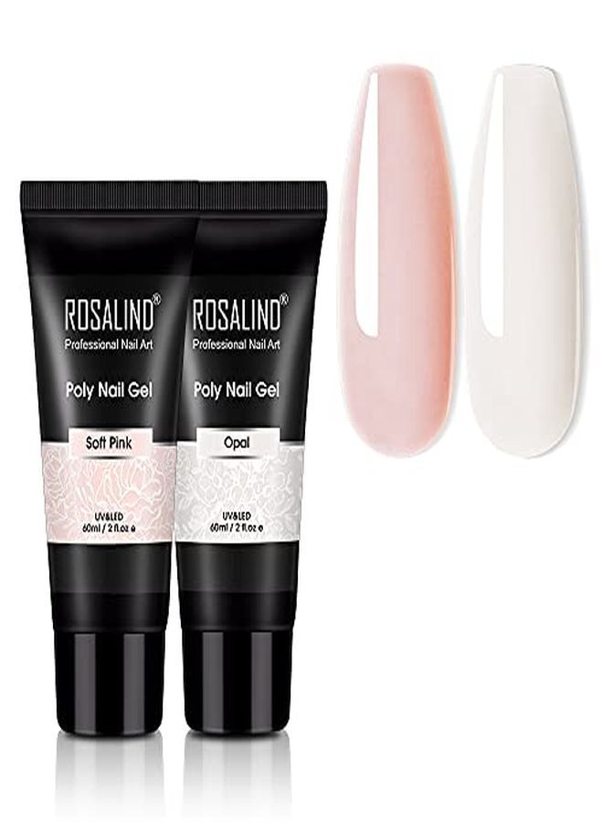 K&Opal Extension Gel Rosalind 2 Pcs 60Ml Opal Poly Nail Gel Kit Soft Pink Nail Builder For Nail Art Decoration Nail Thickening Poly Nail Gel Tube Easy To Diy Use Need Uv Lamp