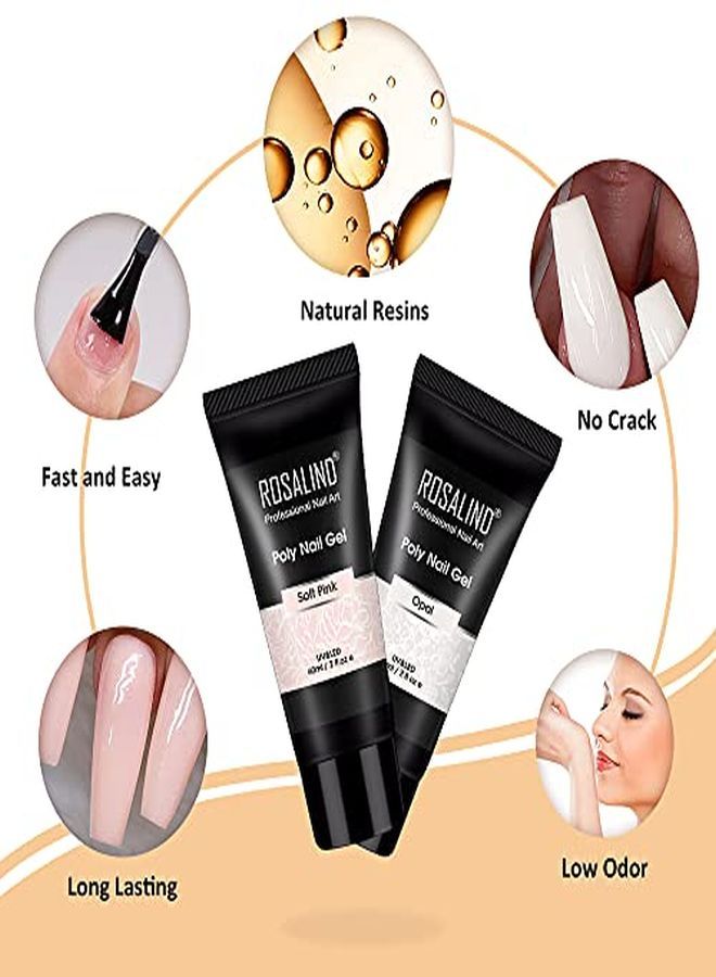 K&Opal Extension Gel Rosalind 2 Pcs 60Ml Opal Poly Nail Gel Kit Soft Pink Nail Builder For Nail Art Decoration Nail Thickening Poly Nail Gel Tube Easy To Diy Use Need Uv Lamp
