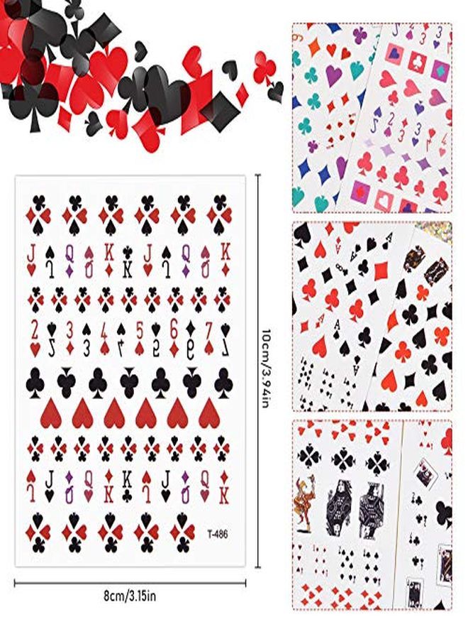 10 Sheets  Nail Art Stickers Decals Playing Card Style Nail Stickers Numbers Letter Graphics Nail Accessories For Women Girls Nail Art Diy Design Decoration