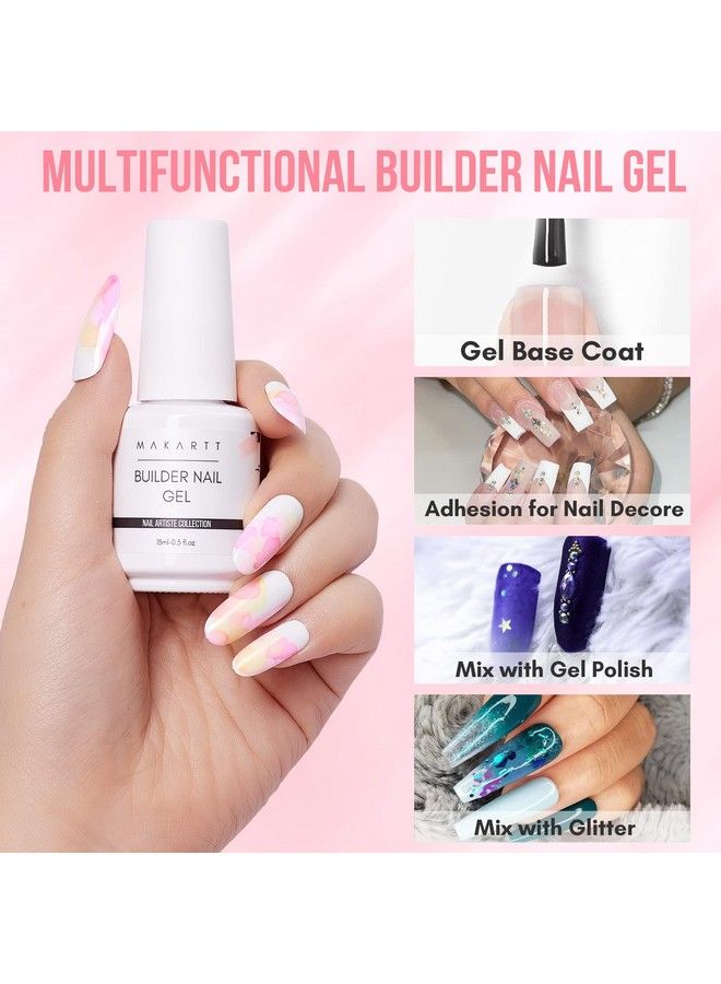 Builder Nail Gel 15Ml 5 In 1 Multifunctional Clear Gel Nail Polish Base Coat Nail Strengthener Gel Nail Extension Hard Gel Builder For Broken Nails Repair Soak Off Uv/Led Nail Lamp Required