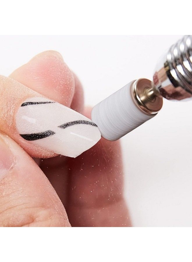 Sanding Bands For Nail Drill 100 Pcs Nail File Sanding Bands For Drill Bits 180 Medium Grits For Acrylic Nails Gel Removing And Shaping Upgrade Thicker Durable Sanding Drill Bit White