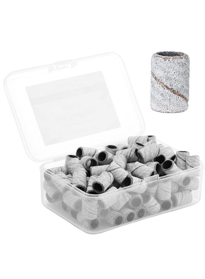 Sanding Bands For Nail Drill 100 Pcs Nail File Sanding Bands For Drill Bits 180 Medium Grits For Acrylic Nails Gel Removing And Shaping Upgrade Thicker Durable Sanding Drill Bit White