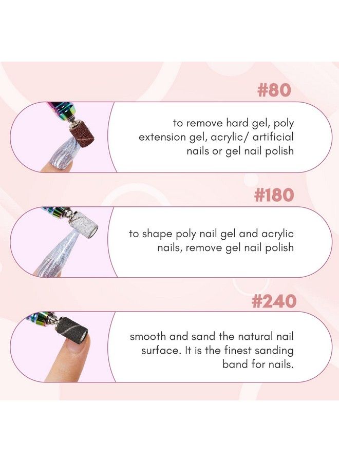 Sanding Bands For Nail Drill 100 Pcs 240 Fine Grits Nail File Sanding Bands For Drill Bits Nail Prep Smooth Polish Upgrade Thicker Durable Sanding Drill Bit For Acrylic Nails Gel Black