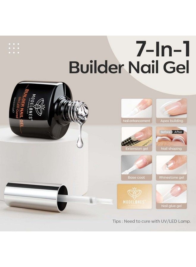 Builder Nail Gel 7In1 Clear Gel Builder For Nails Hard Gel Builder Nail Strengthener Extension Gel Base Gel Rhinestone False Nail Tips Glue Gel In A Bottle For Valentines Nail Art