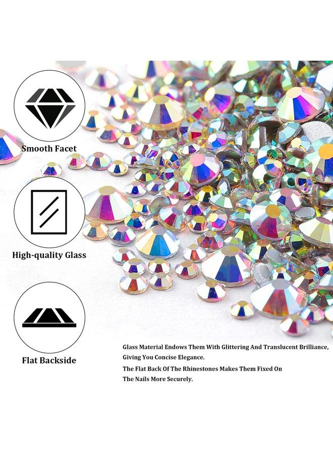 Multi Shapes 3D Glass Ab Crystal Nail Art Rhinestones Kit Of Flatback Round Charm Bead Gem Stone Diamond Jewelry With 1Pc Pickup Pen + 1Pc Tweezer For Manicure Diy Makeup Craft Decoration