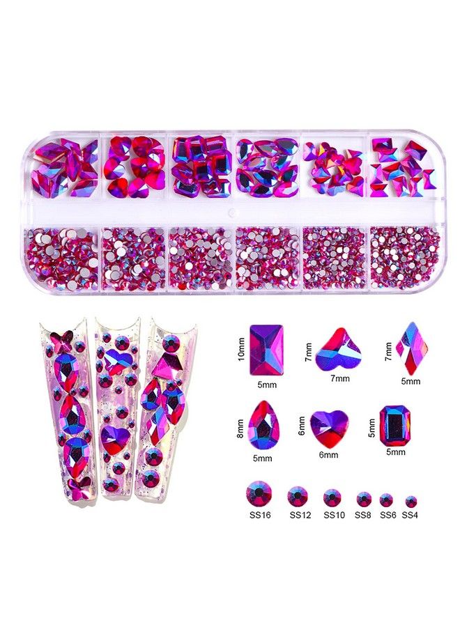 1620Pcs Flat Back Rose Ab Nail Rhinestones Pink Nail Rhinestones For Nails Round Beads Crystals Glass Gems Stones Multi Shapes Sizes Nail Rhinestones For Nail Face Art Clothes Shoes Bags Diy