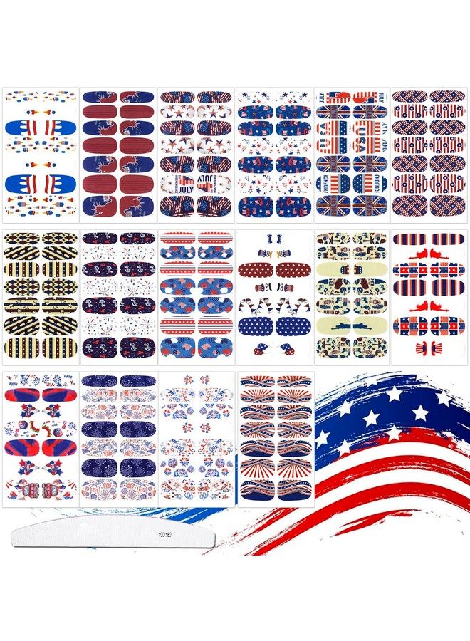 16 Sheets Independence Day Nail Polish Strips Patriotic American Flag Nail Art Stickers 4Th Of July Selfadhesive Nail Decals Manicure Sticker For Memorial Day