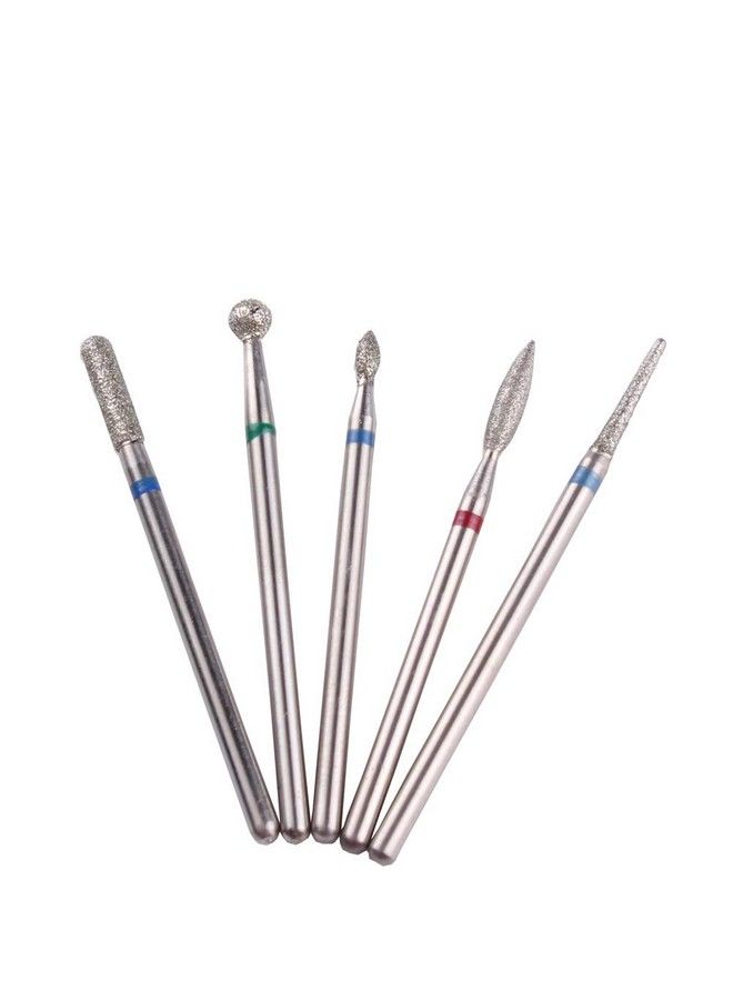Russian Manicure Drill Bits Cylinder/Ball/Flame/Needle Cuticle Bit3/32 Shank Diamond Nail Drill Bit5Pcs