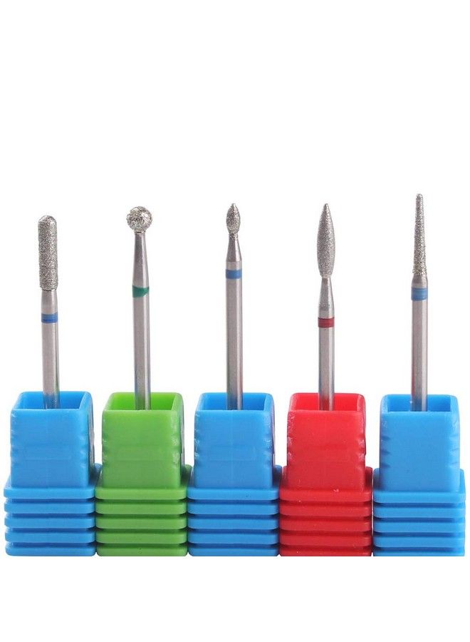 Russian Manicure Drill Bits Cylinder/Ball/Flame/Needle Cuticle Bit3/32 Shank Diamond Nail Drill Bit5Pcs