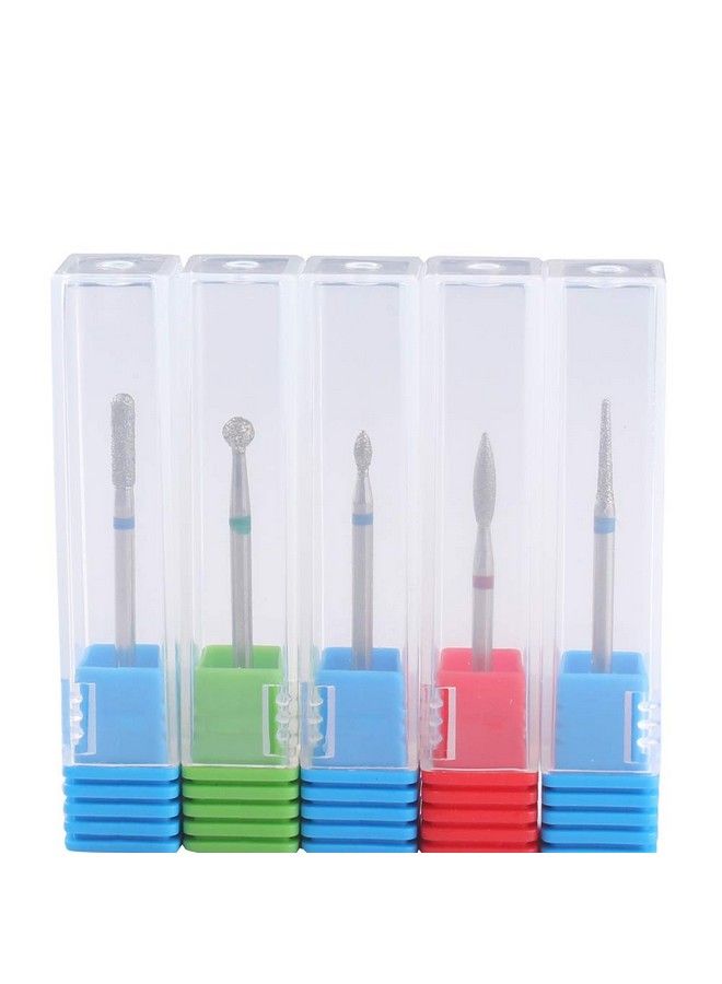 Russian Manicure Drill Bits Cylinder/Ball/Flame/Needle Cuticle Bit3/32 Shank Diamond Nail Drill Bit5Pcs