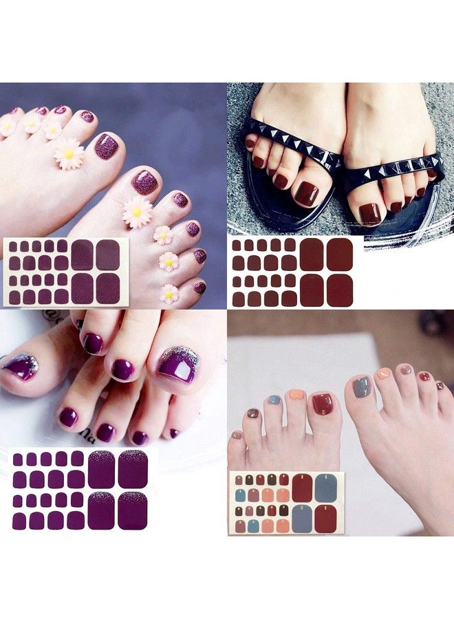 20 Sheets Toe Nail Polish Strips Nail Art Stickers Decals For Girls Women With 1 Pc Nail File Nail Polish Stickers Full Wraps Set