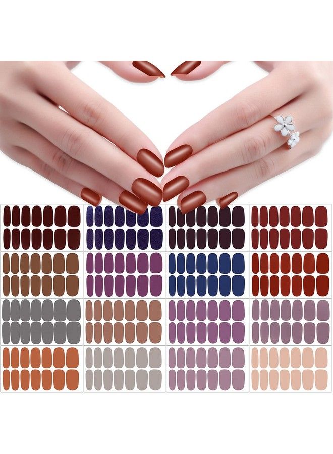 224 Pieces 16 Sheets Dark Solid Color Nail Polish Strips Nail Wraps With Nail File Selfadhesive Nail Stickers Full Nail Wraps For Women Girls Nail Art