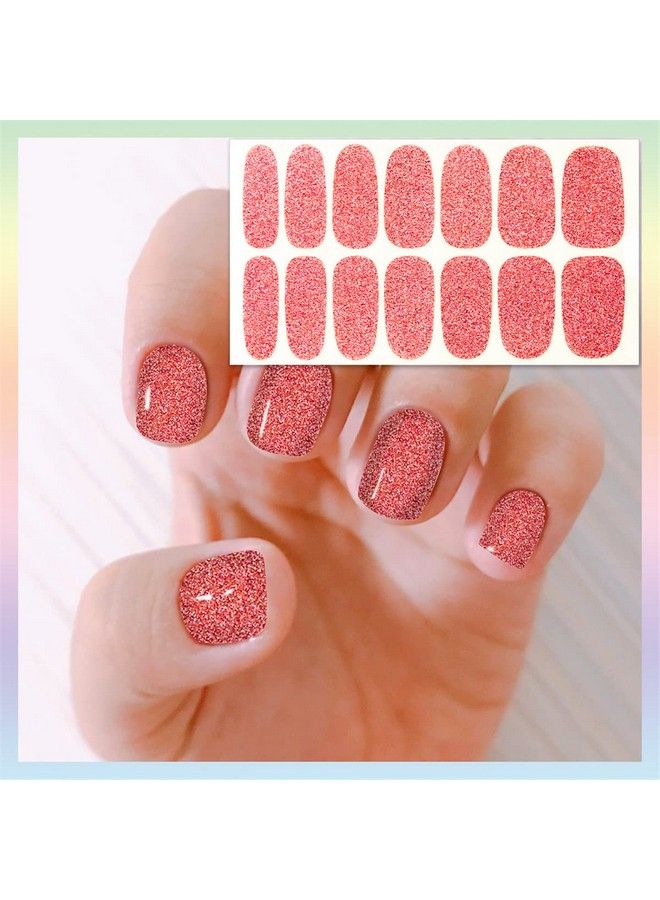 24 Sheets Glitter Solid Color Nail Polish Strips Stickers With Nail File Selfadhesive Nail Strips Stick On Nail Stickers Full Nail Wraps For Women Girls