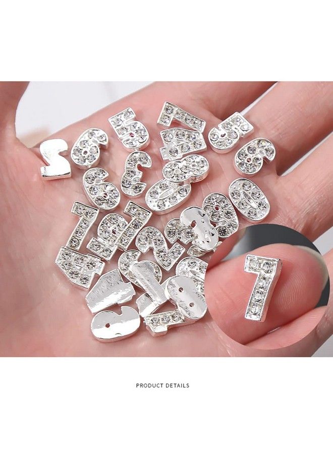 30 Pieces Silver Number Nail Charms (09) For Nails Arabic Numerals 3D Nail Art Charms For Acrylic Nails Alloy Nail Rhinestones And Charms Nail Number Charms Gems For Women