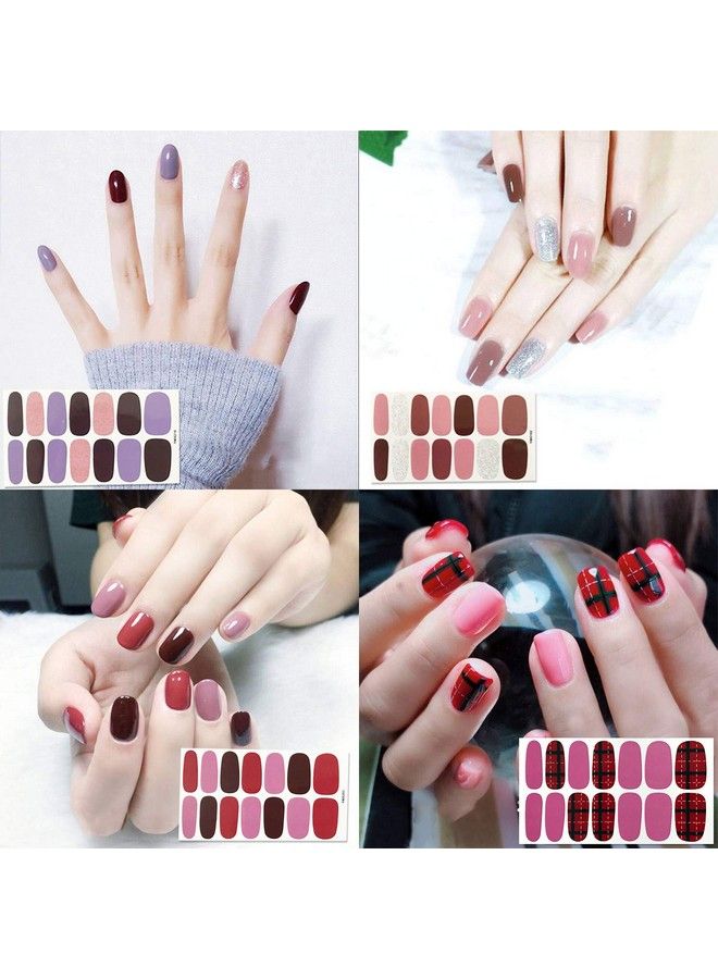 24 Sheets Solid Color Nail Polish Strips Press On Nail Stickers Full Nail Wraps For Women Nails Art Nail Strips With Nail File