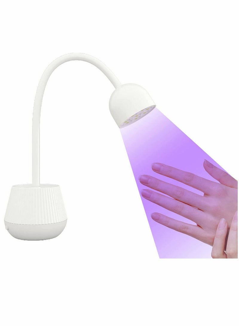 LED UV Nail Lamp for Gel Nails, Mini Lotus Hands Free Light 360° Rotatable Dryer Portable Quick Dry Polish Curing Gooseneck Flash Cure Home DIY & Salon Manicure Decor
