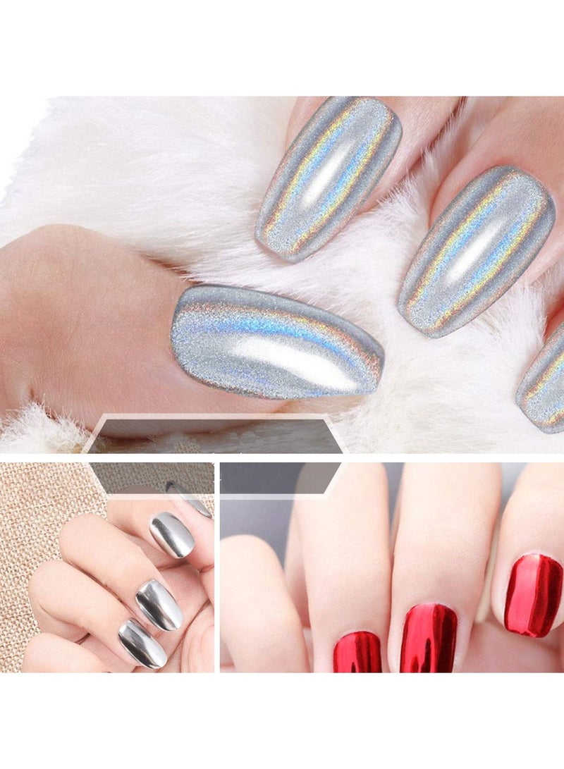 Nail Powder 8 Colors 1g/Jar Holographic Chrome Mirror Laser Synthetic Resin Pigment Manicure Art for Nails with Eyeshadow Sticks