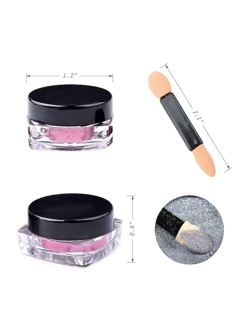 Nail Powder 8 Colors 1g/Jar Holographic Chrome Mirror Laser Synthetic Resin Pigment Manicure Art for Nails with Eyeshadow Sticks