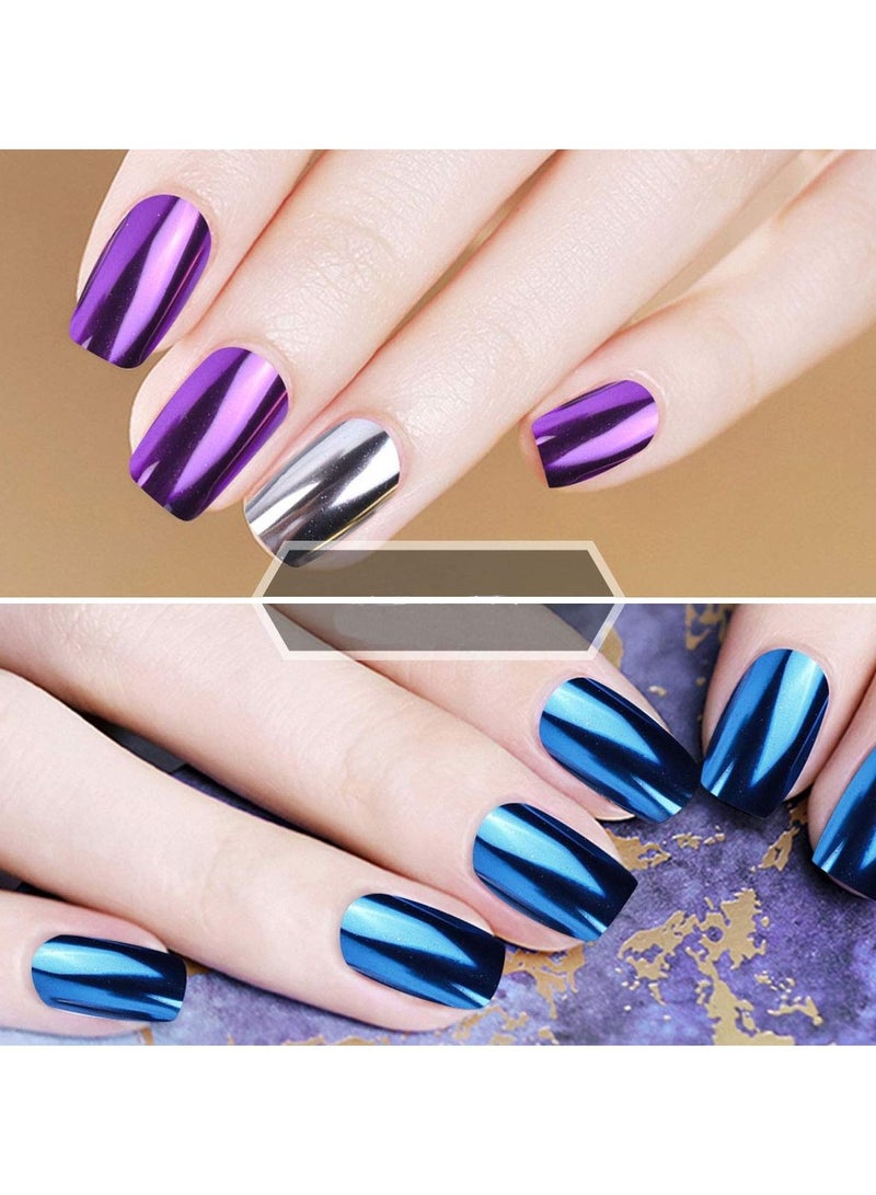 Nail Powder 8 Colors 1g/Jar Holographic Chrome Mirror Laser Synthetic Resin Pigment Manicure Art for Nails with Eyeshadow Sticks