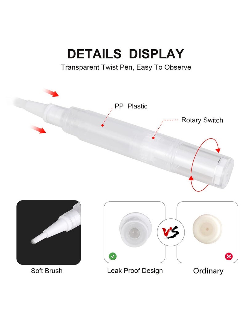 5ml Transparent Twist Pen, for Cuticle Oil Applicator, Empty Nail Pen with Brush Tip, Eyelash Growth Liquid Tube, Cosmetic Lip Gloss Container (10 pack)