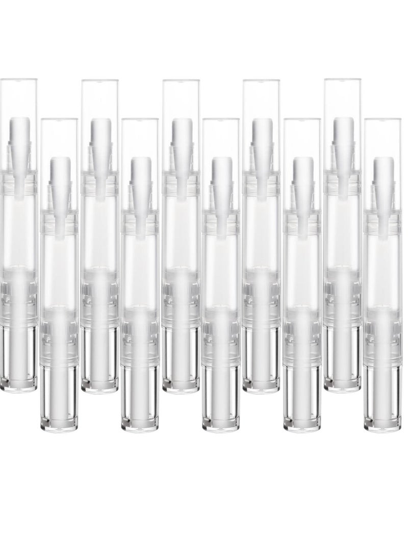 5ml Transparent Twist Pen, for Cuticle Oil Applicator, Empty Nail Pen with Brush Tip, Eyelash Growth Liquid Tube, Cosmetic Lip Gloss Container (10 pack)