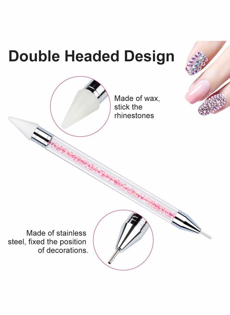 Crystal AB Nail Art Rhinestones Decorations Stones for Supplies and Clear with Pick Up Tweezer Rhinestone Picker Dotting Pen Keep Fresh Never Darken