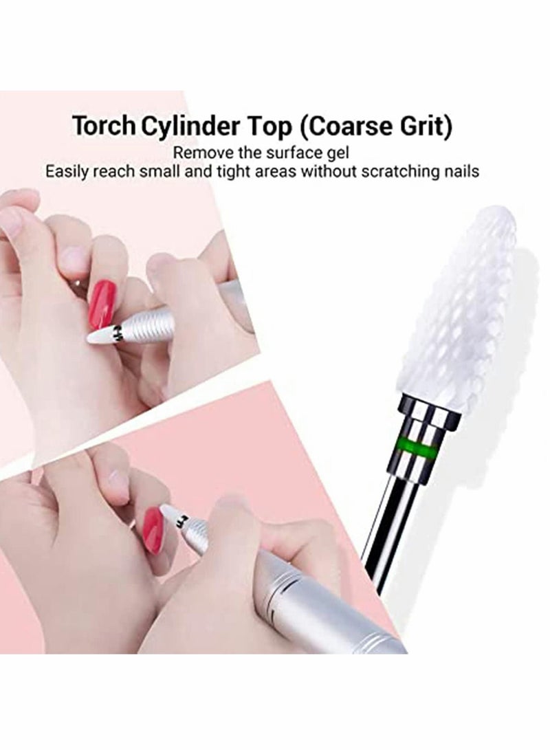 Ceramic Nail Drill Bits Set, 5Pcs 3/32'' Professional Acrylic File Bit for Remove Gel Nails Cuticle Manicure Pedicure