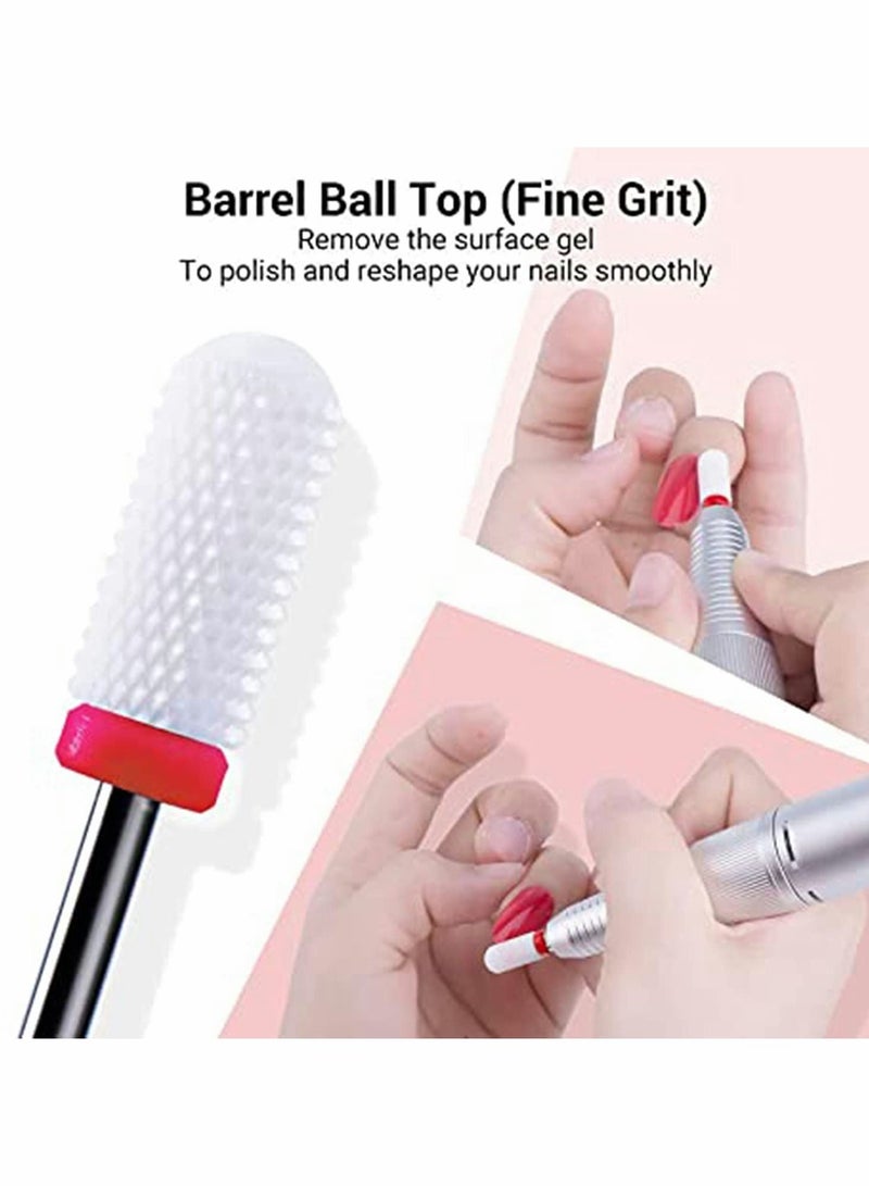 Ceramic Nail Drill Bits Set, 5Pcs 3/32'' Professional Acrylic File Bit for Remove Gel Nails Cuticle Manicure Pedicure