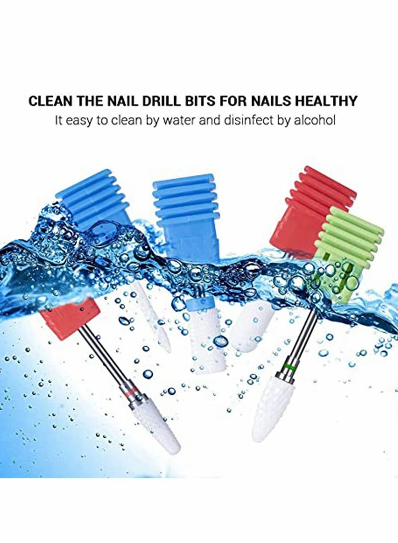 Ceramic Nail Drill Bits Set, 5Pcs 3/32'' Professional Acrylic File Bit for Remove Gel Nails Cuticle Manicure Pedicure