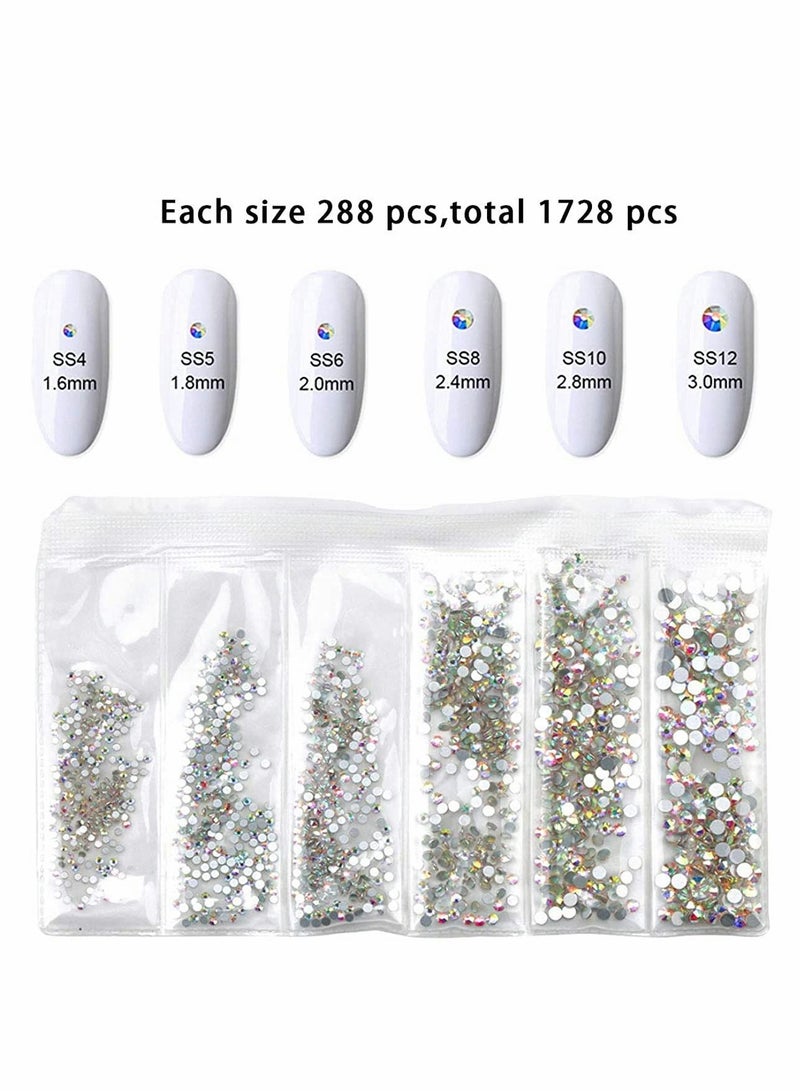 120 Pcs Multi Shapes Glass Crystal AB Rhinestones For Nail Art Craft