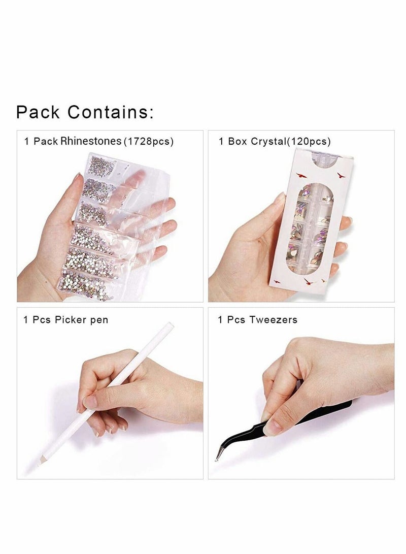 120 Pcs Multi Shapes Glass Crystal AB Rhinestones For Nail Art Craft