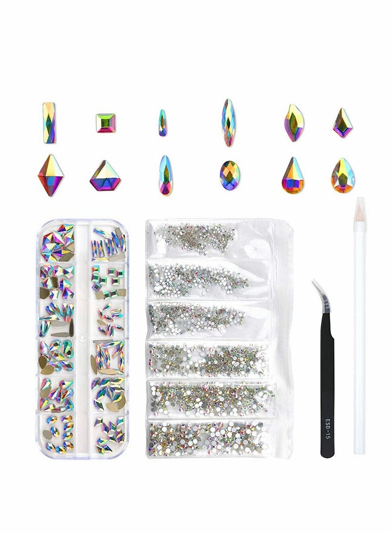 120 Pcs Multi Shapes Glass Crystal AB Rhinestones For Nail Art Craft