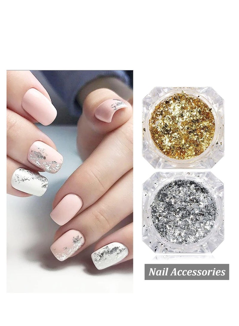 Chrome Nail Powder Metallic Mirror Effect Kits Aluminum Gold Silver Irregular Glitter Flakes Manicure for Decorations